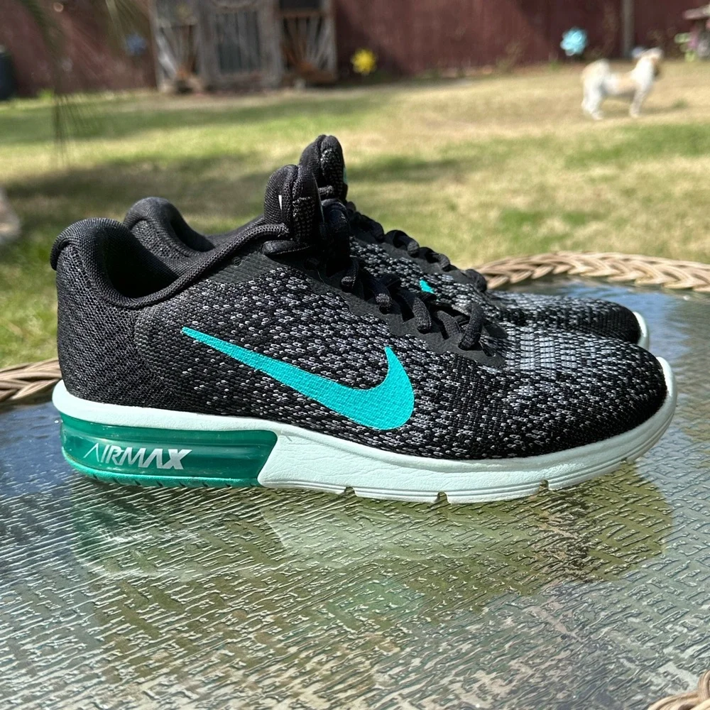 Nike Air Max Black & Teal Running Shoes, Air Max Sequent 2, excellent condition - Picture 10 of 15